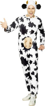 man in a cow suit